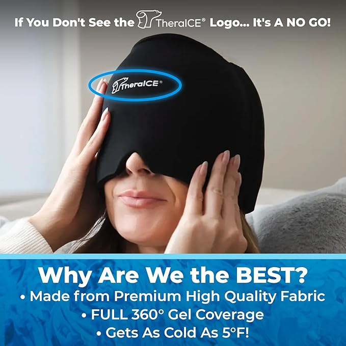 TheraICE Headache Relief Cap, Migraine Ice Pack Mask Products, Women Cooling - Image 7