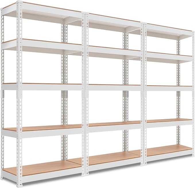 HOMEDANT 5 Tier Laminated White Boltless Metal Shelving Unit Adjustable Garage by TheBestOrganizingSolution