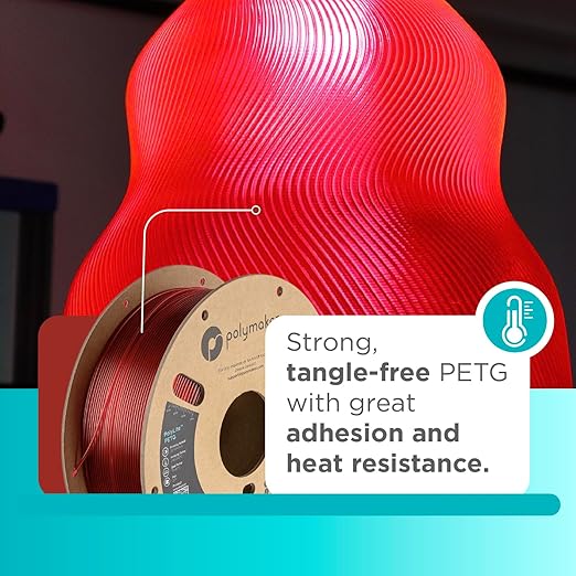 Polymaker PolyLite 3D Printer PETG Filament Translucent Red 1.75mm 1kg - Image 2