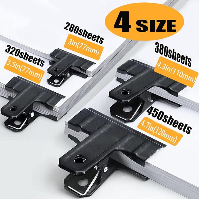 Locci Black Large Bull Clips, 10 Pack Medium Binder 3 Inch Drawing Board Clips - Image 3