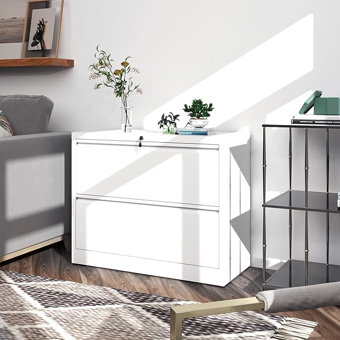 File Cabinets 2 Drawer, Metal Office Storage Filing Cabinet - Image 7