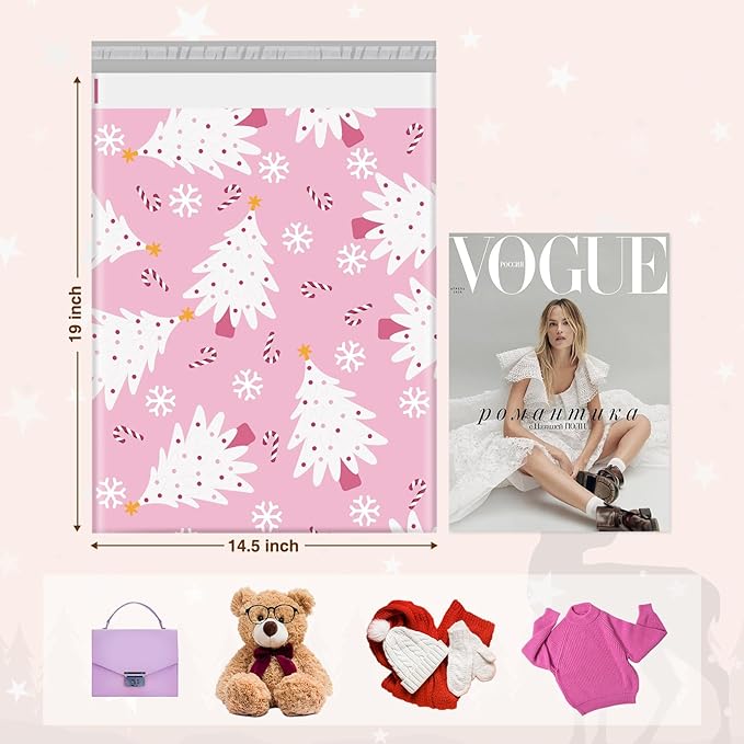 Metronic Christmas Poly Mailers 14.5x19" 50 Pack, Cute Snowflake Shipping - Image 3