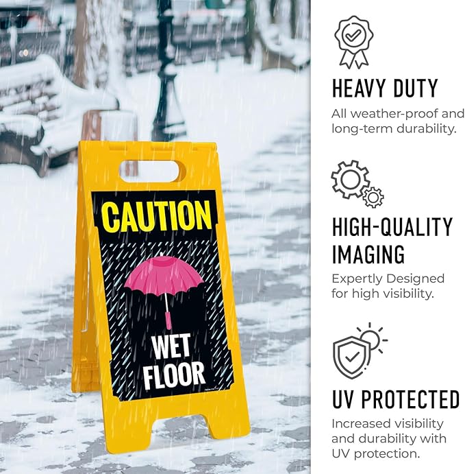 Caution Wet Floor Umbrella Sidewalk Sign Kit, 10x16 Inches, - Image 6