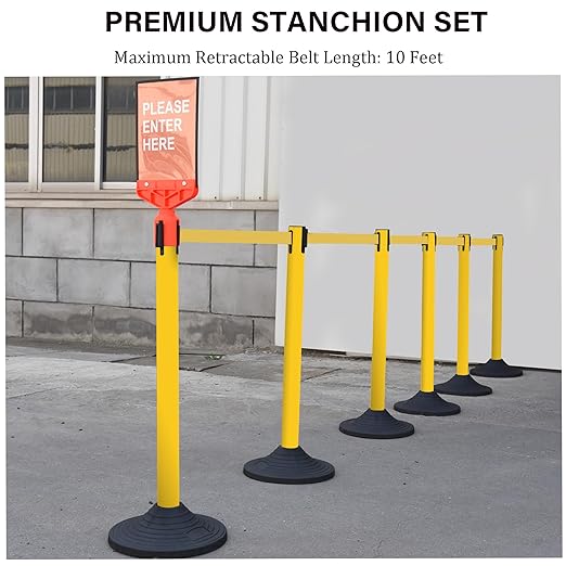 OangeStar 6 Packs Crowd Control Stanchions w/10ft Retractable Belt, Crowd - Image 3