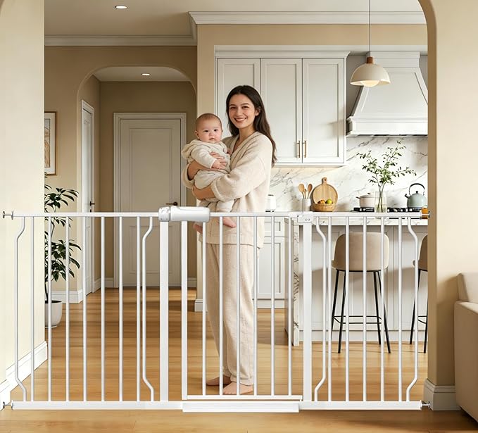 Extra Wide Long Baby Gates 62-67 Inch Stairs Doorways Pet Dog gate Indoor by FlowerFrail