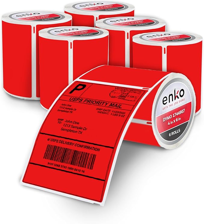 enKo Compatible Red Zebra 4x6 Label/Dymo Labels 1744907 by enKoProducts