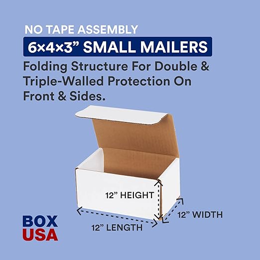 BOX USA Shipping Boxes Small 6"L x 4"W x 3"H, Moving and Storage - Image 2