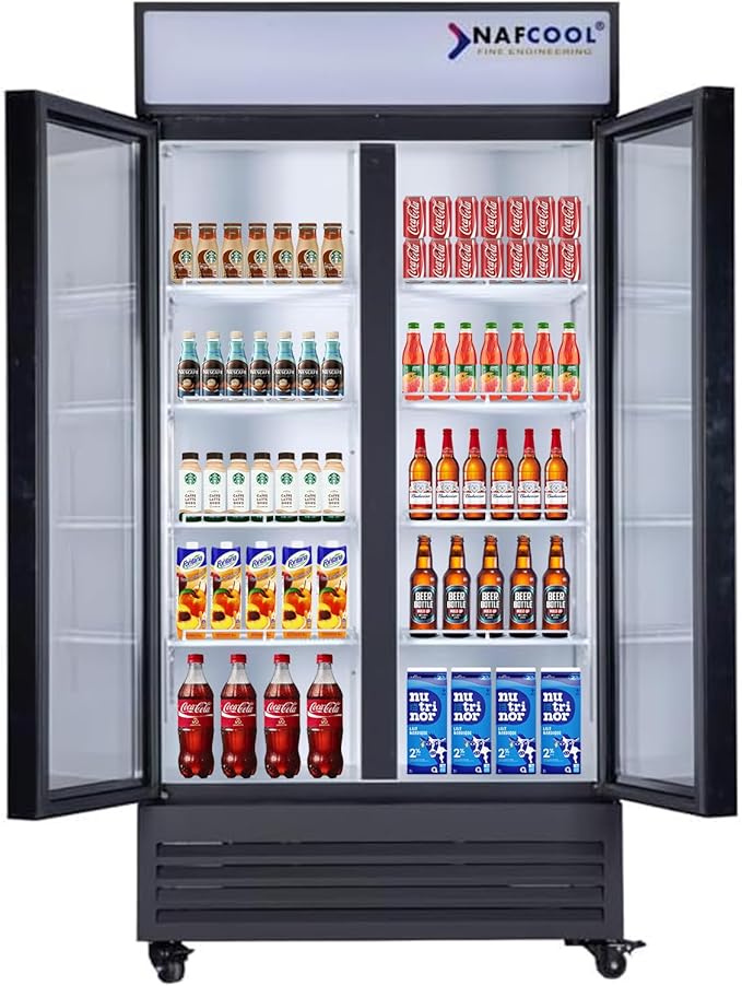 Commercial Beverage Refrigerator Display Fridge, Two Glass Door Upright Drink - Image 2