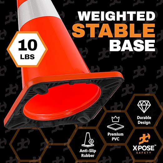 Xpose Safety 28 Inch Orange Traffic Cones Heavy Duty 10lb - Image 5