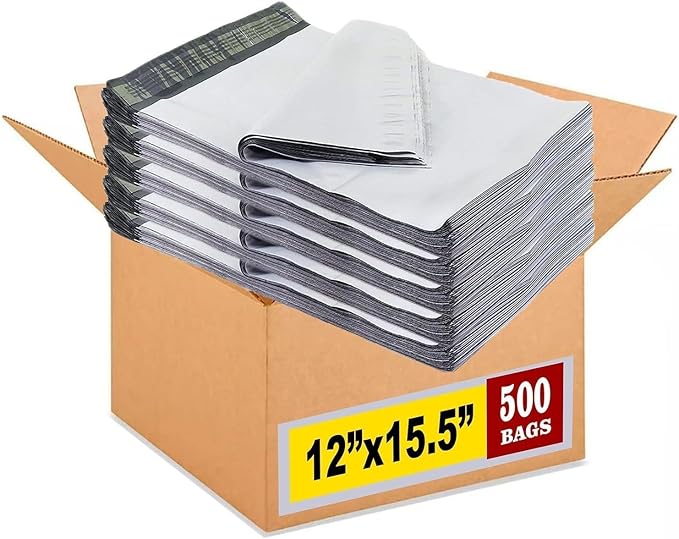 iMBAPrice 500 - 12 x 15.5 Premium Matte Finish White Poly Mailers Envelopes Bags by iMBAPrice