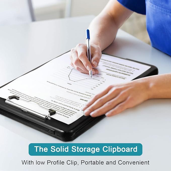 4 Pieces Clipboard with Storage Plastic Storage Clipboard Nursing Foldable Clip - Image 5