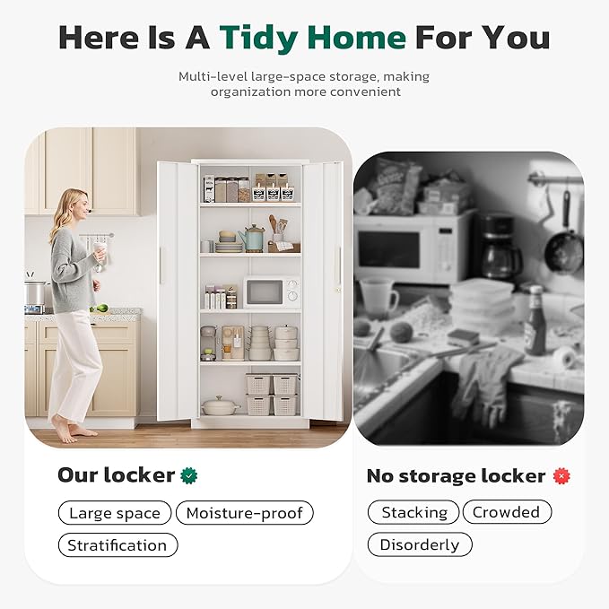 Greenvelly Metal Storage Cabinet, Lockable Steel Cabinets - Image 5