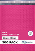 Hot Pink Small Poly Bubble Mailers 6x10 inch #0 | Self Seal Padded Envelopes | by MAILERVIEW