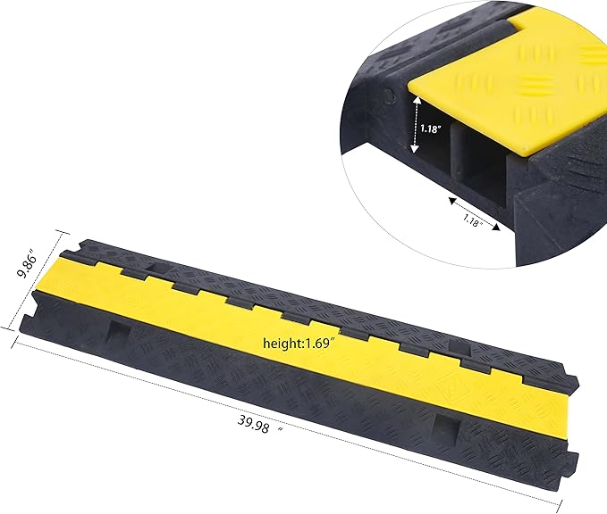 Cable Ramp Cable Protector Ramps Wire Hose Protective 2 Channel Traffic Rubber - Image 2