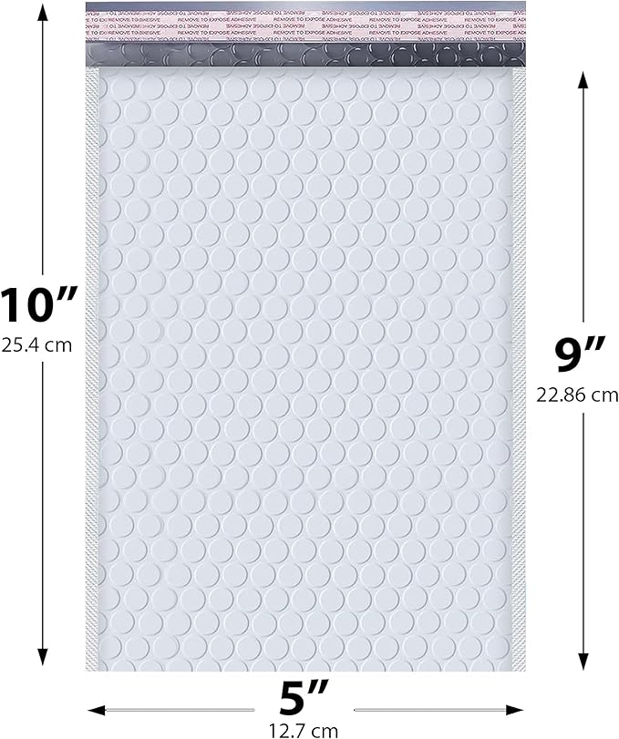 White Small Poly Bubble Mailers 5x10 inch #00 | Self Seal Padded Envelopes | - Image 2