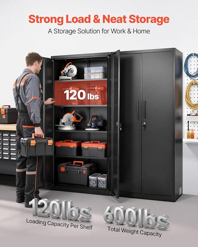 VEVOR Metal Storage Cabinet, Steel Garage Cabinet - Image 4