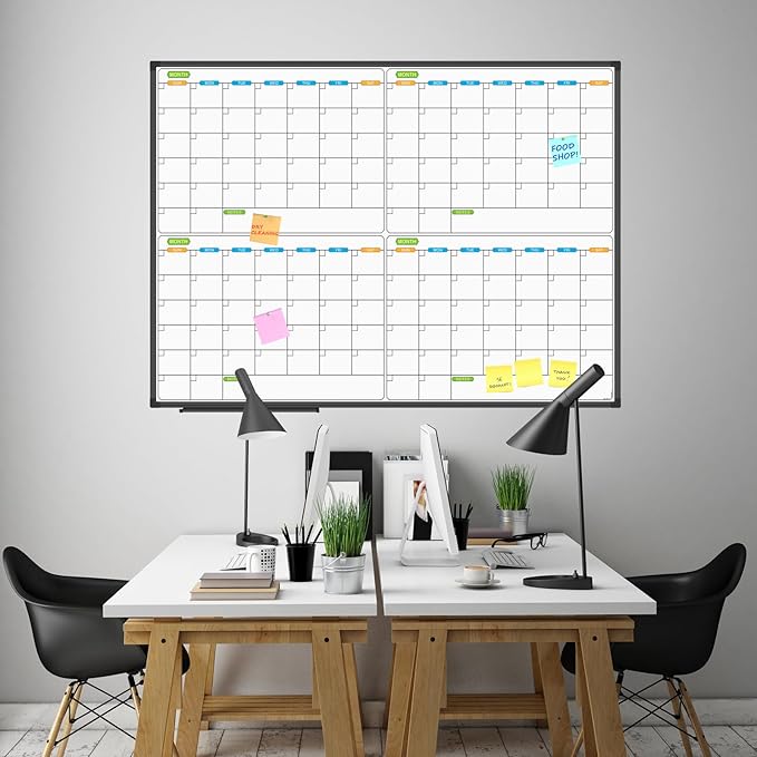 JILoffice Magnetic Dry Erase Calendar Whiteboard, 4 Month White Board Planner - Image 5