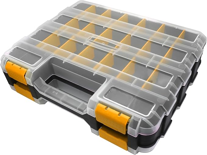 Double Side Tool Box Organizer, Hardware Storage Box, Portable Small Parts by Easily