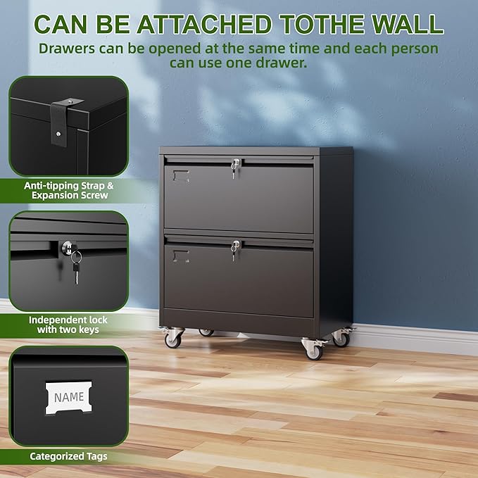 Aobabo 2 Drawer Lateral File Cabinet - Image 6