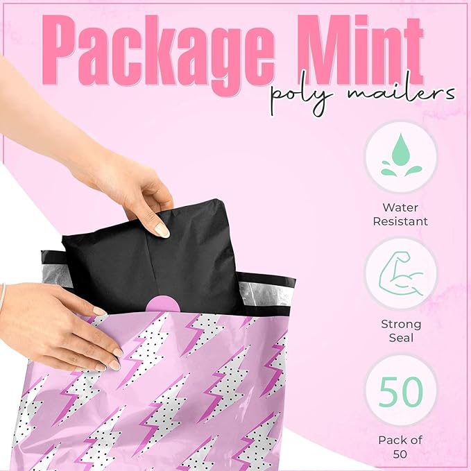 10x13 Poly Mailers – Lightning Bolt – Waterproof, Tear-Resistant Shipping Bags - Image 2