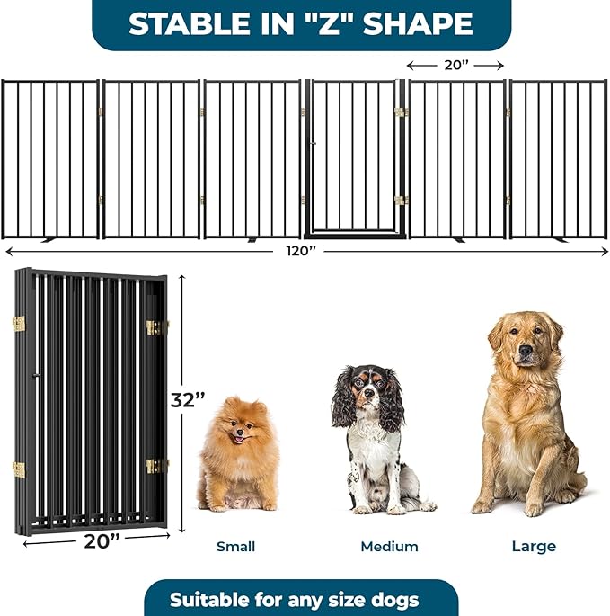 Metal Freestanding Dog Gate Outdoor-6 Panels - Image 6