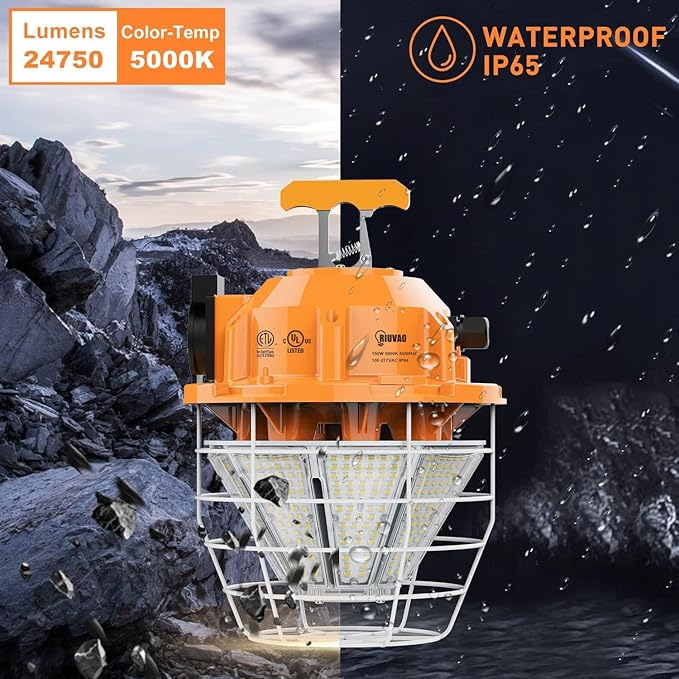 150W LED Temporary Work Light Fixture 24750 Lumen Daylight White 5000K IP65 - Image 4