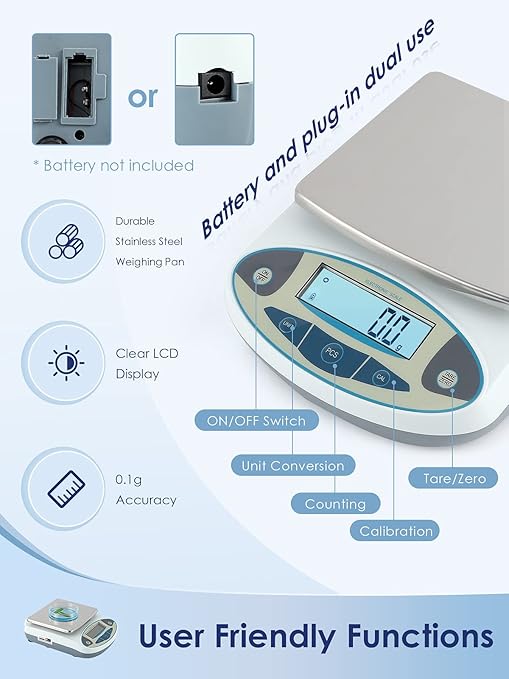 CGOLDENWALL Lab Scale 5kgx0.1g Digital Precision Scale Electronic Balance - Image 2