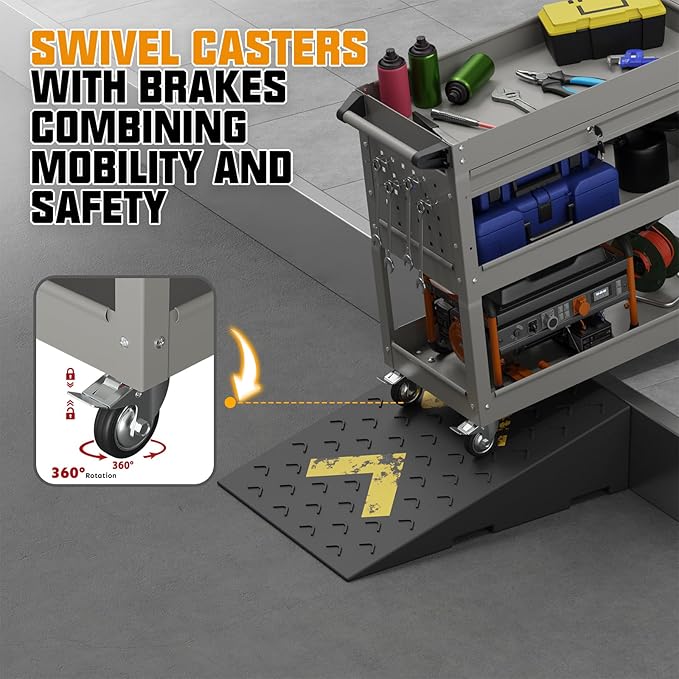 3 Tier Rolling Tool Cart on Wheels, 450 LBS Capacity Tool Cart - Image 5