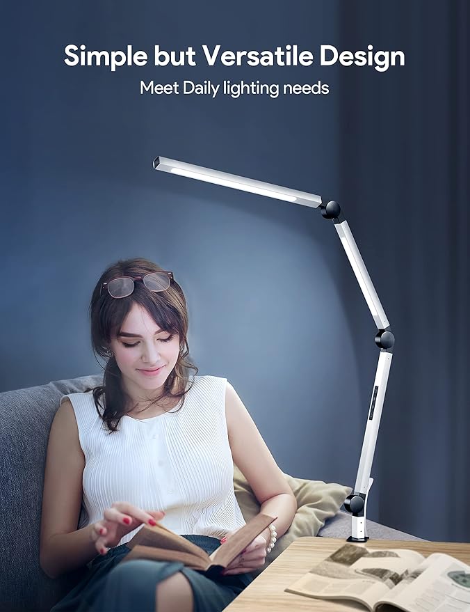 MediAcous LED Desk Lamp with Clamp, Dual Light Desk Lamp with Swing Arm - Image 8