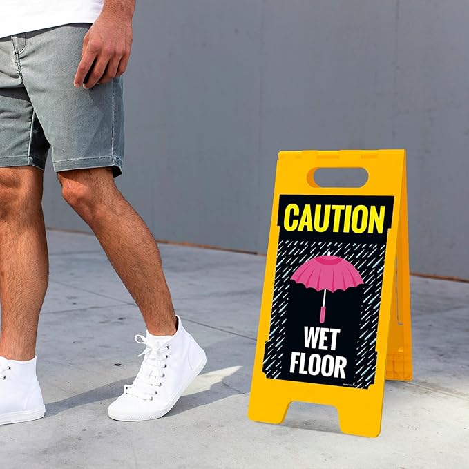 Caution Wet Floor Umbrella Sidewalk Sign Kit, 10x16 Inches, - Image 7
