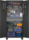 Metal Storage Cabinet with Drawers, Locking Garage Tool Cabinets on Wheels with by GANGMEIMENTALSTORAGECABINET
