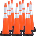 Fluorescent Orange/Green PVC Traffic Cones, Heavy Black Base Parking Lot Cone by OranLite