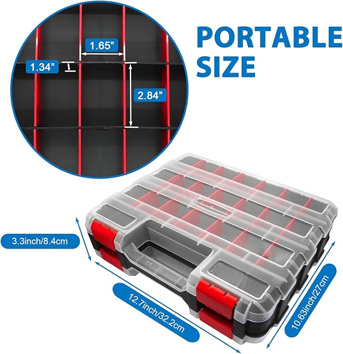 Double Side Tool Box Organizer, Hardware Storage Box, Portable Small Parts - Image 2