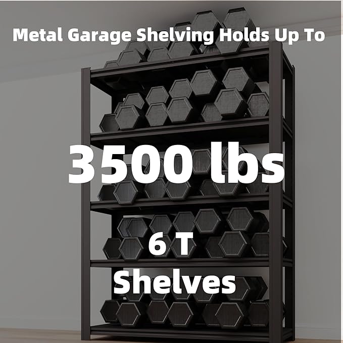 6-Tier 55" W x 24" D x 84" H Garage Shelving 3500LBS Storage Shelves Heavy Duty - Image 4