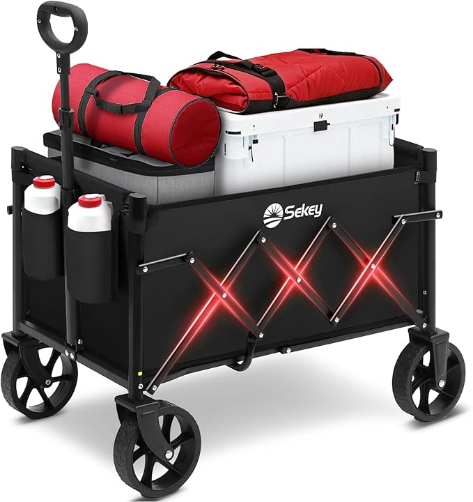 Sekey Wagon Cart with Wheels with 220LBS Capacity, Heavy Duty Wagon Carts by Sekey