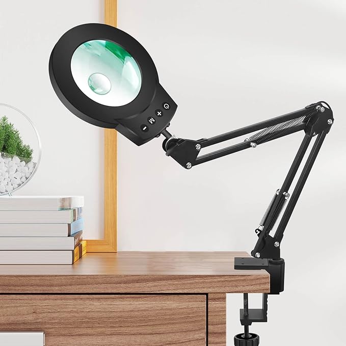 Magnifying Glass Light Clamp Desktop Lamp Stand Desk Table Close Work Up by NOEVSBIG