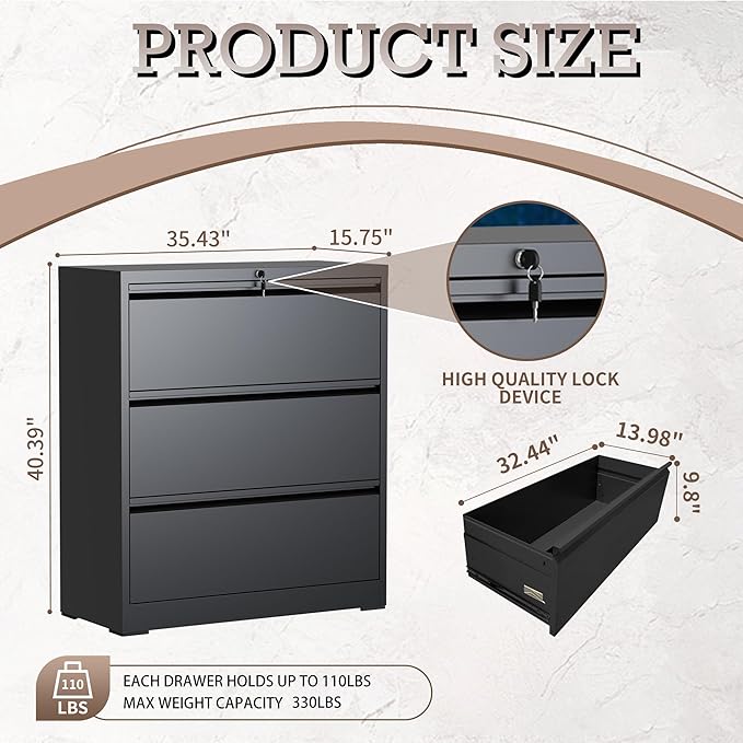 3 Drawer Lateral File Cabinet - Image 3