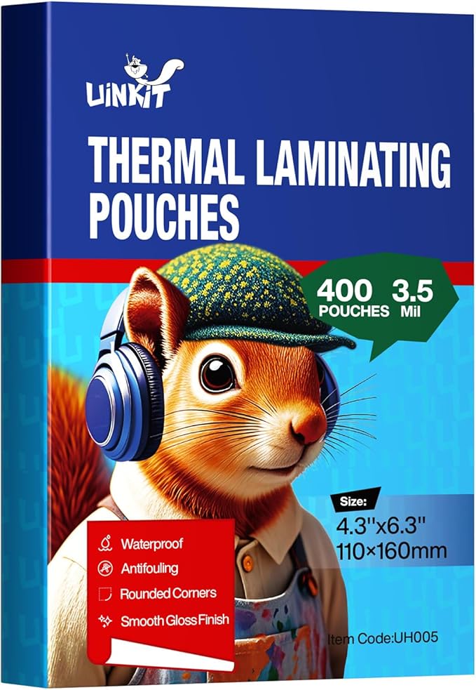 Uinkit 400 Pack Thermal Laminating Pouches 4x6 Inches 3.5Mil Thickness by UinkitHandicraftsandConservationSpecialist
