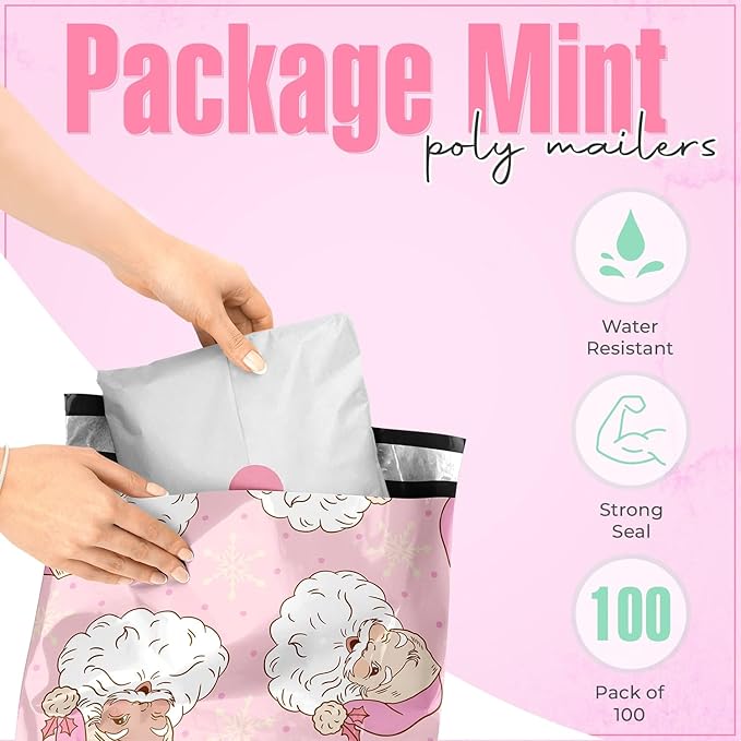 Christmas 10x13 Poly Mailers – Christmas Santas – Waterproof, Tear-Resistant - Image 2