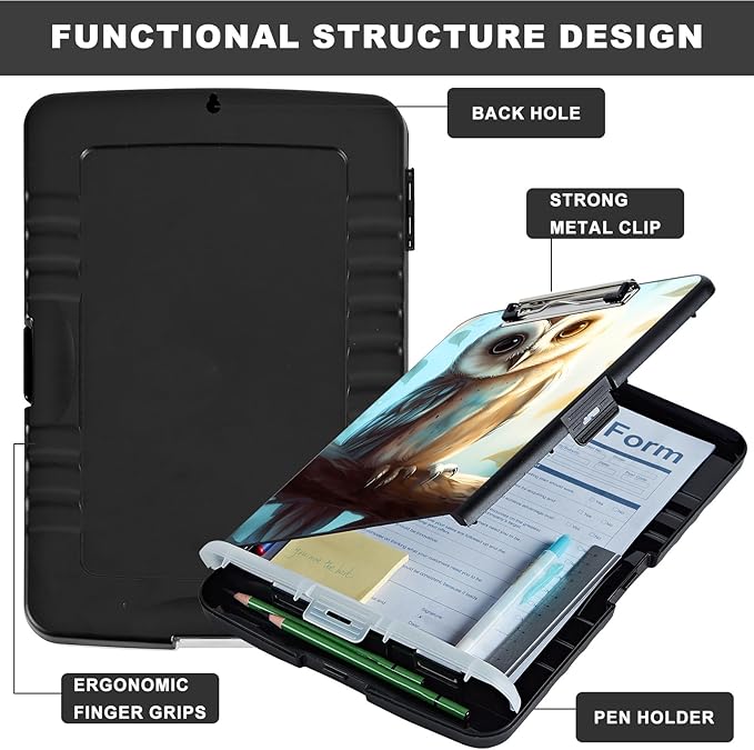 Clipboard with Storage, Storage Clipboard with Pen Holder, Heavy Duty Plastic - Image 6