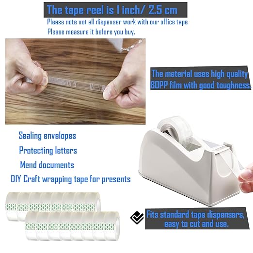 12 Pack Transparent Tape Clear Tape Refills Rolls Each Roll 3/4 x 1000 Inches - Image 3
