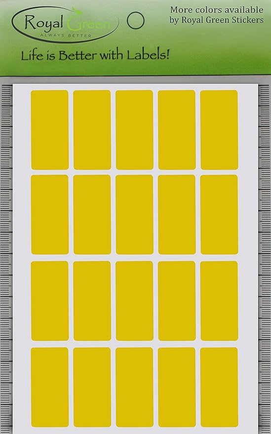 Royal Green Rectangle Shape Sticker 1.57inch x 0.75 inch Yellow Colored File - Image 6