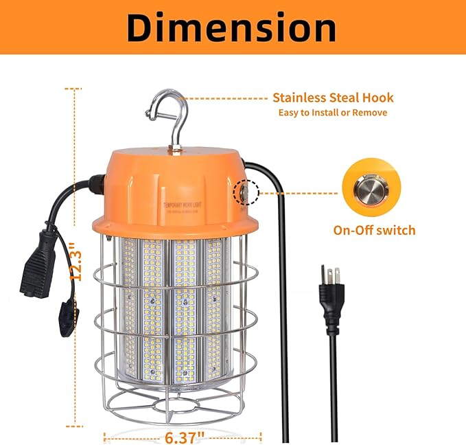 250W LED Temporary Work Light, Portable Hanging Work Construction Light - Image 4