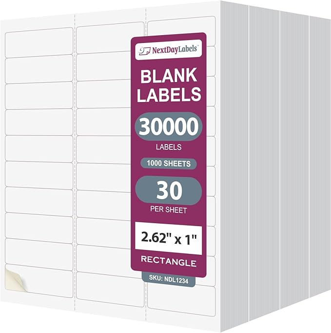 NextDayLabels - 2.5/8" x 1" Rectangular Sticker Labels by NextDayLabels