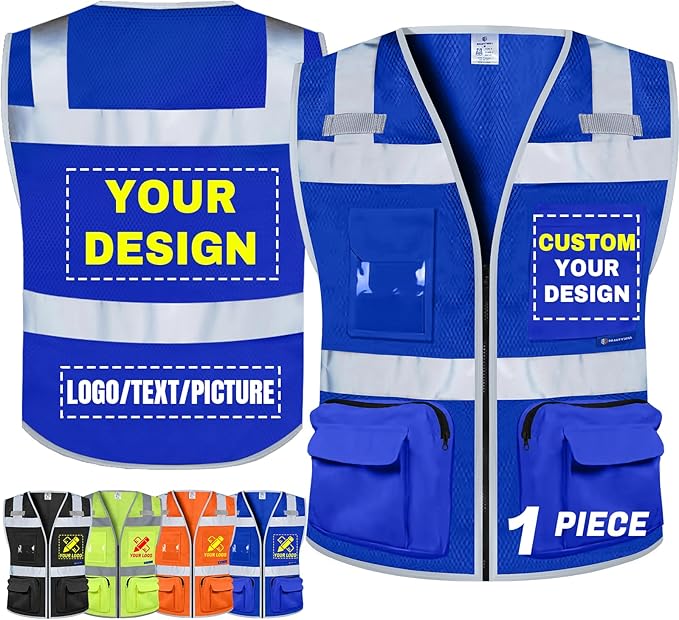 BeautyWill Custom Logo Safety Vest Class 2 High Visibility Reflective Vest by BeautyWill
