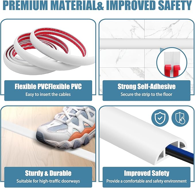 Floor Cord Covers for Wires 10FT Cable Hider Wire Cover Self Adhesive Cord - Image 3