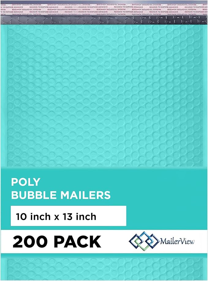 Teal 10x13 Inch Poly Bubble Mailers |Self Seal Padded Envelopes by MAILERVIEW
