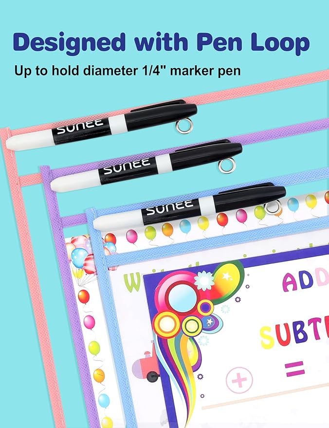 SUNEE 35 Packs Oversized Reusable Dry Erase Pocket Sleeves - Image 4