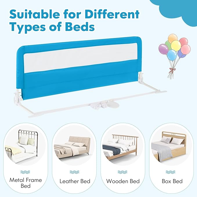 BABY JOY Bed Rails for Toddlers, Swing Down Bed Guard w/Safety Straps, Folding - Image 8