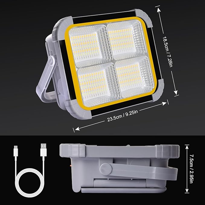 ERAY LED Work Light with 4 Solar Panel, 150W 12000mAH Rechargeable Worklight - Image 7
